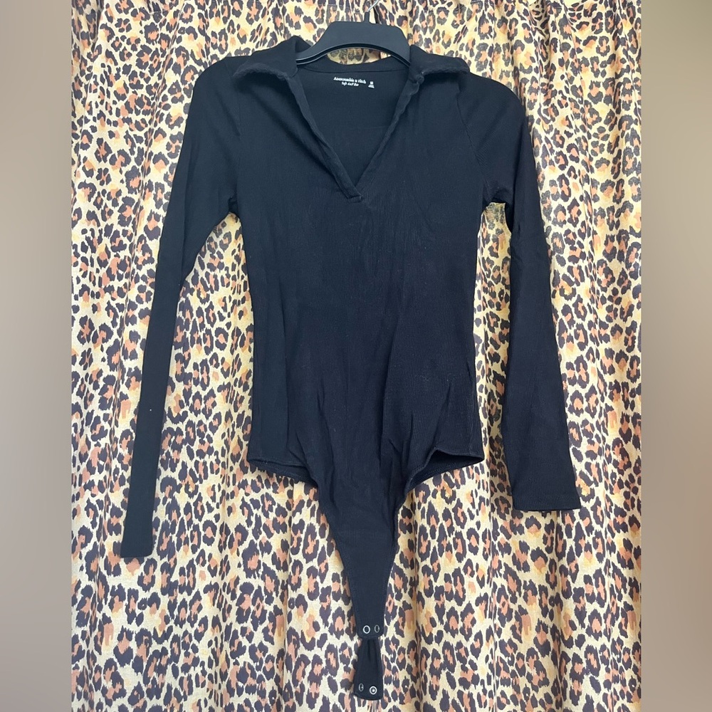 Abercrombie & Fitch Black Long Sleeve Bodysuit